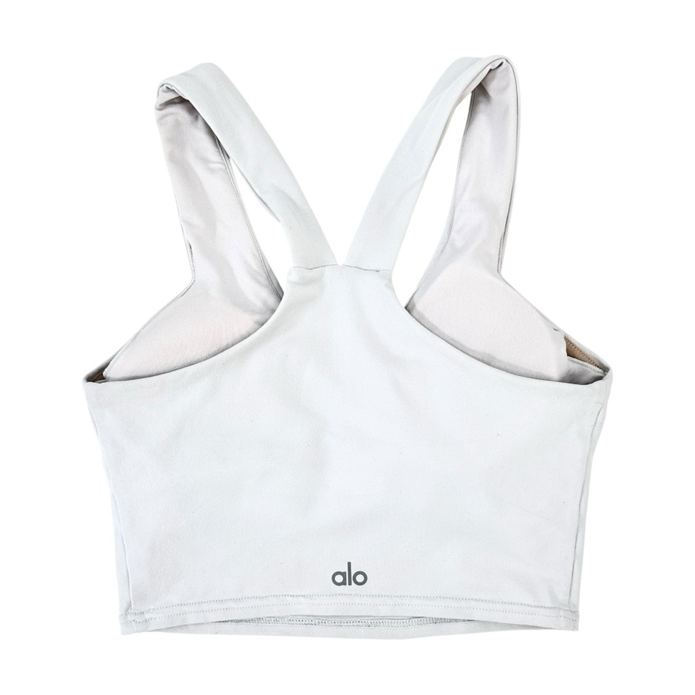 ALO Yoga Real Bra Tank - White Wide Strap V-Neck Built-In Shelf Bra Active Top - Picture 4 of 12